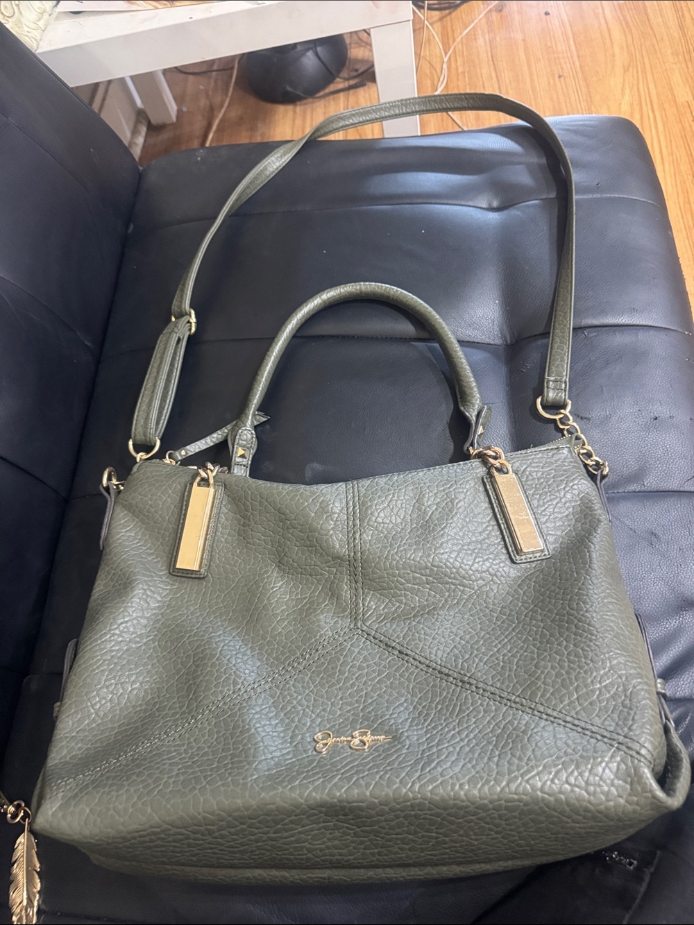 Jessica Simpson Olive Green Leather Crossbody Bag